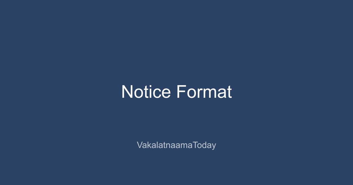 Money Recovery Legal Notice Format & Sample (2026 Edition)